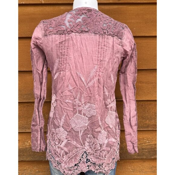 Tregene Silk Lace Embroidered Floral Blouse Shirt Size S - Picture 3 of 9